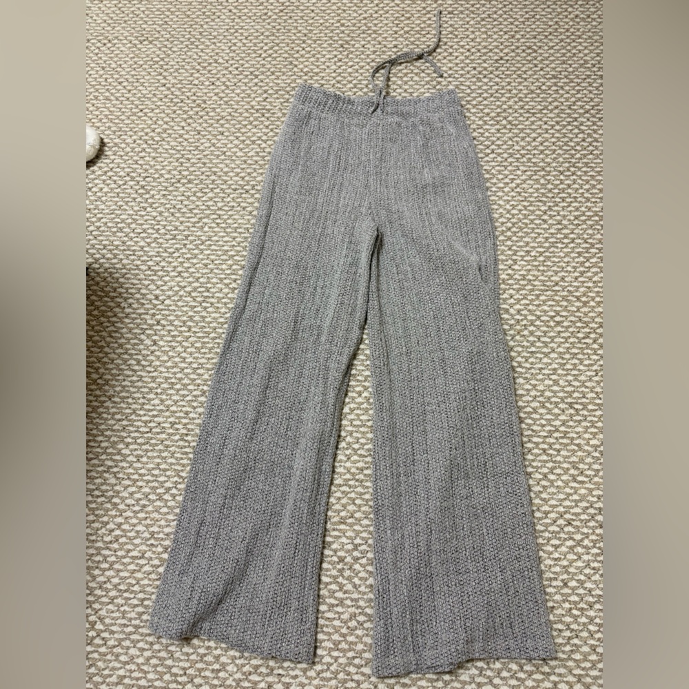 Brown/Taupe Knit Wide-Leg Pants